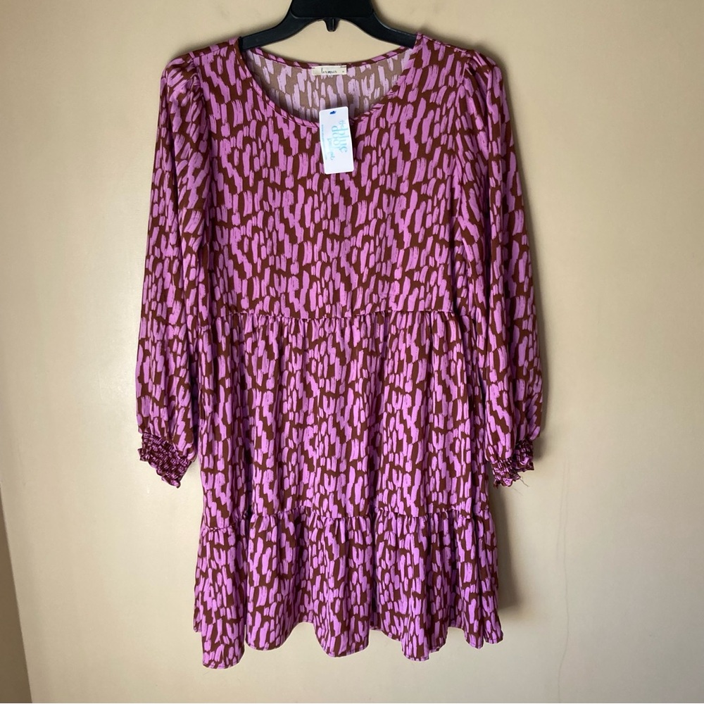 Elegant NWT Purple Brush Stroke Babydoll Dress